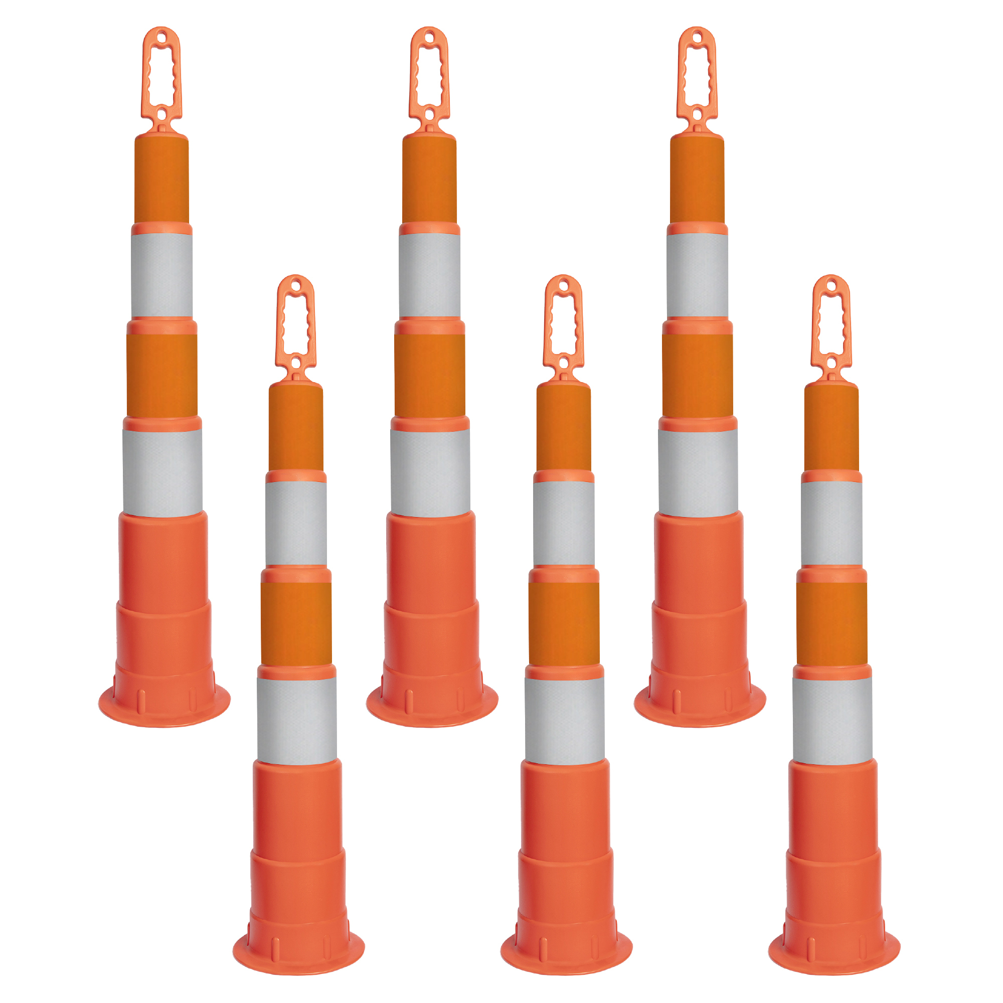 42" Orange Channelizer Cone with (4) 6" Diamond Grade Sheeting - 6 Pack